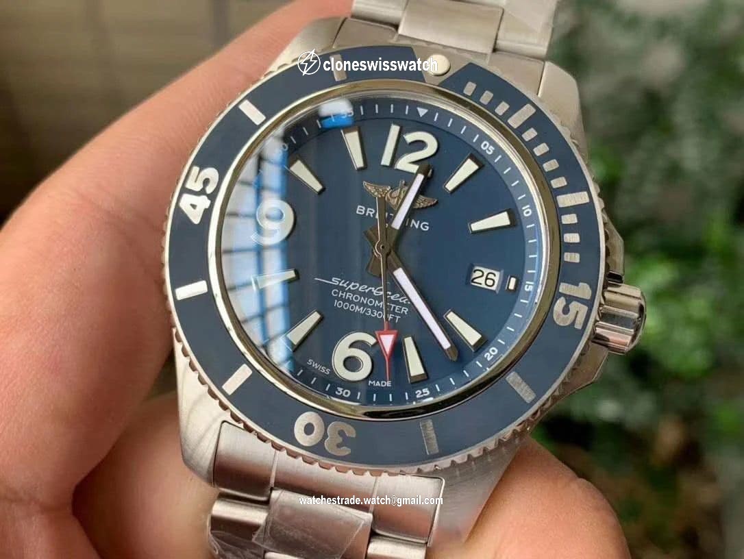 Superocean Automatic 44 TF 1:1 Best Edition Blue Dial Blue Bezel on SS Bracelet A2824 back Superocean Automatic 44 TF 1:1 Best Edition Blue Dial Blue Bezel on SS Bracelet A2824 back