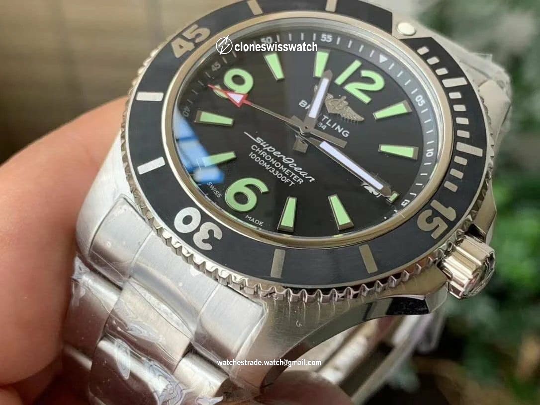 Superocean Automatic 44 TF 1:1 Best Edition Black Dial Black Bezel on SS Bracelet A2824 back Superocean Automatic 44 TF 1:1 Best Edition Black Dial Black Bezel on SS Bracelet A2824 back