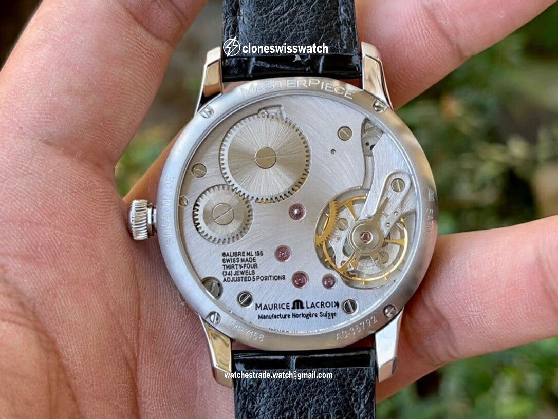 Masterpiece Square Wheel SS Gray Dial on Black Leather Strap A6498 V3 back Masterpiece Square Wheel SS Gray Dial on Black Leather Strap A6498 V3 back