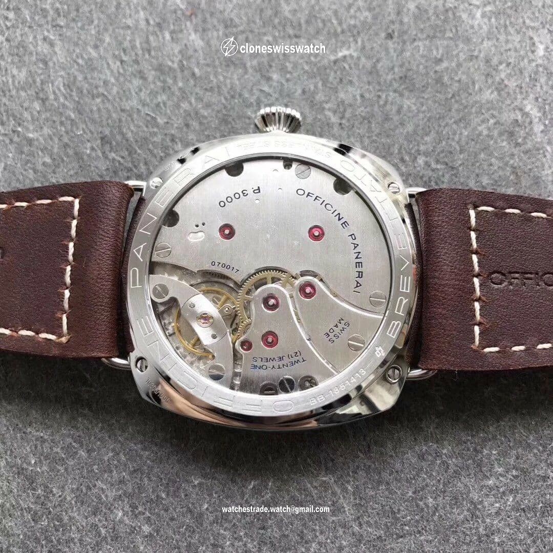 PAM685 Acciaio Brevettato ZF 1:1 Best Edition Black Dial on Brown Leather Strap P.3000 Super Clone back PAM685 Acciaio Brevettato ZF 1:1 Best Edition Black Dial on Brown Leather Strap P.3000 Super Clone back