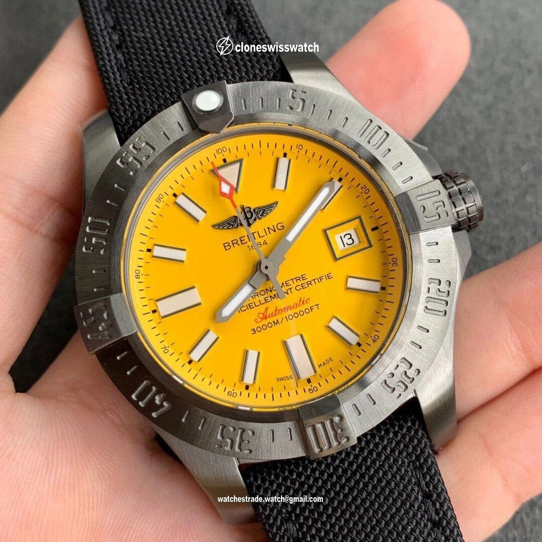 Avenger Hurricane 45mm Chrono GF 1:1 Best Edition Yellow Dial on Black Nylon Strap A7750 back Avenger Hurricane 45mm Chrono GF 1:1 Best Edition Yellow Dial on Black Nylon Strap A7750 back
