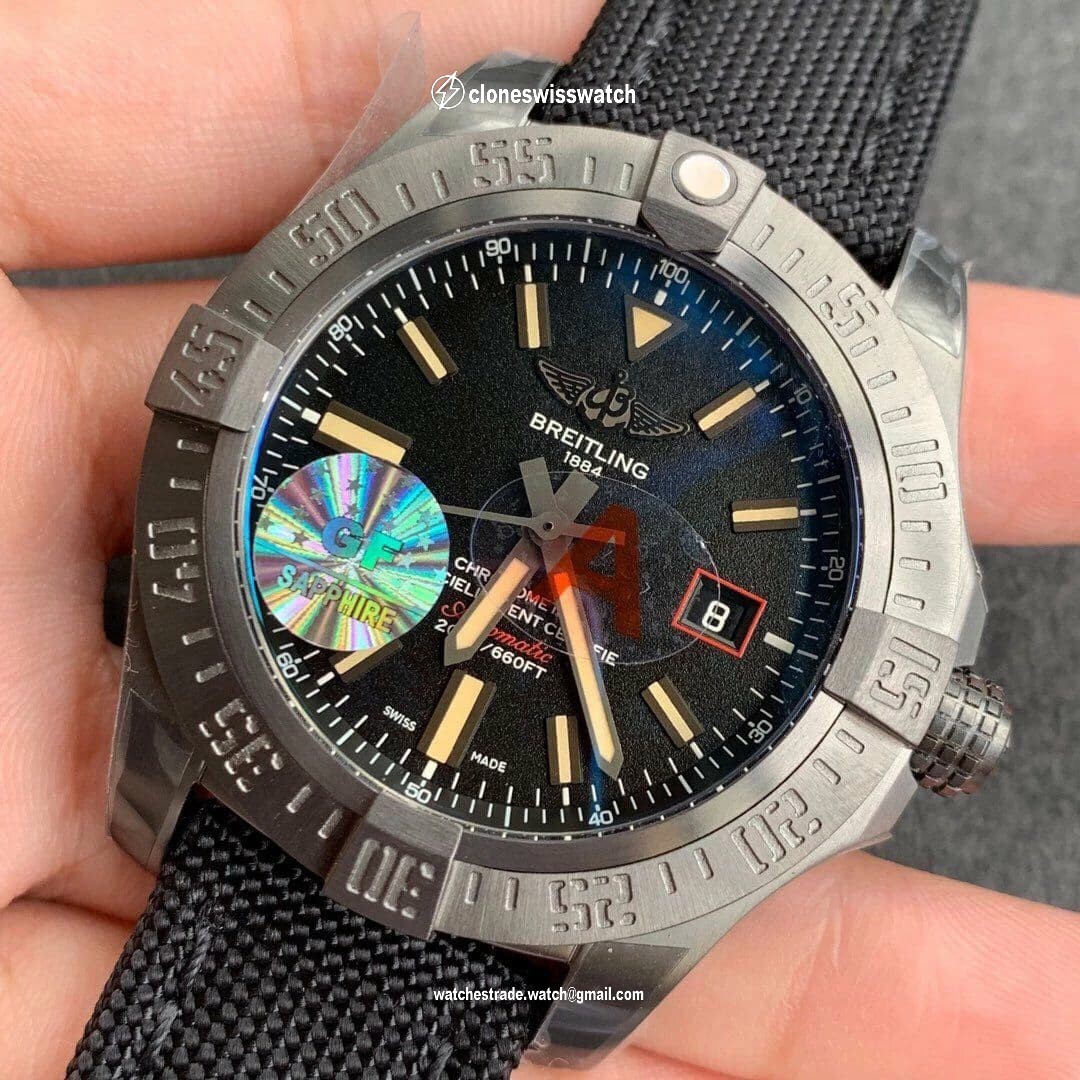 Breitling Avenger BlackBird 44mm DLC/TI/NY Black GF back Breitling Avenger BlackBird 44mm DLC/TI/NY Black GF back