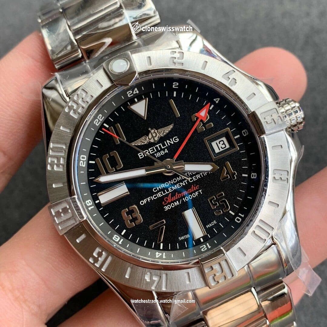Avenger GMT SS GF 1:1 Best Edition Black Dial Roman Markers on SS Bracelet A2836 V2 back Avenger GMT SS GF 1:1 Best Edition Black Dial Roman Markers on SS Bracelet A2836 V2 back