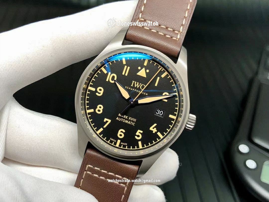 Mark XVIII IW327006 Titanium V7F 1:1 Best Edition Black Dial on Brown Leather Strap A2892 back Mark XVIII IW327006 Titanium V7F 1:1 Best Edition Black Dial on Brown Leather Strap A2892 back
