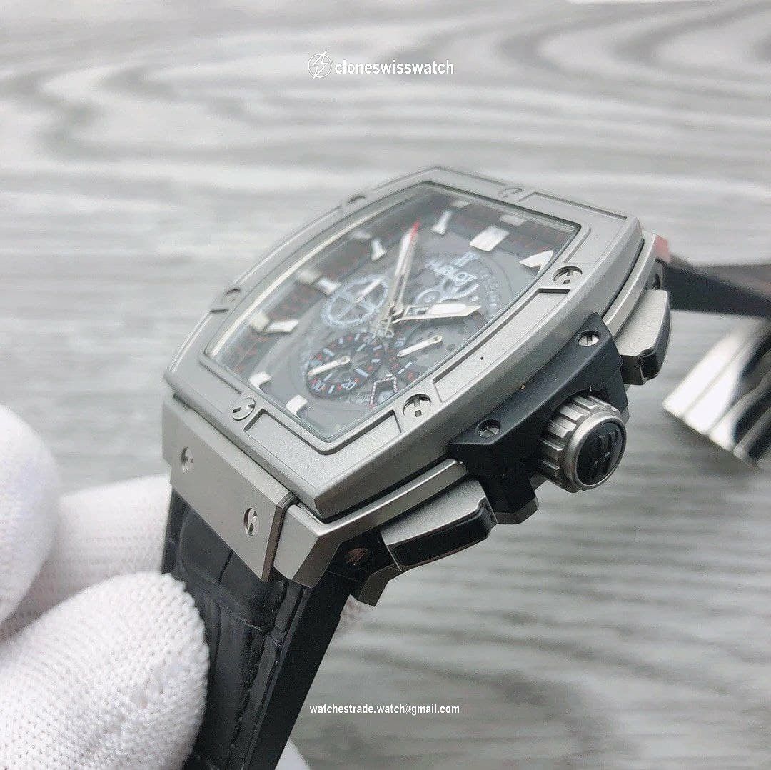 Hublot Spirit Grey Senna On Black Leather Strap back Hublot Spirit Grey Senna On Black Leather Strap back