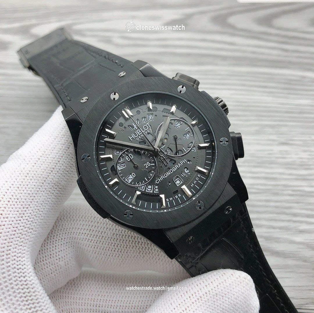 Hublot Chrono Black Hight Versio On Black Rubber Strap back Hublot Chrono Black Hight Versio On Black Rubber Strap back