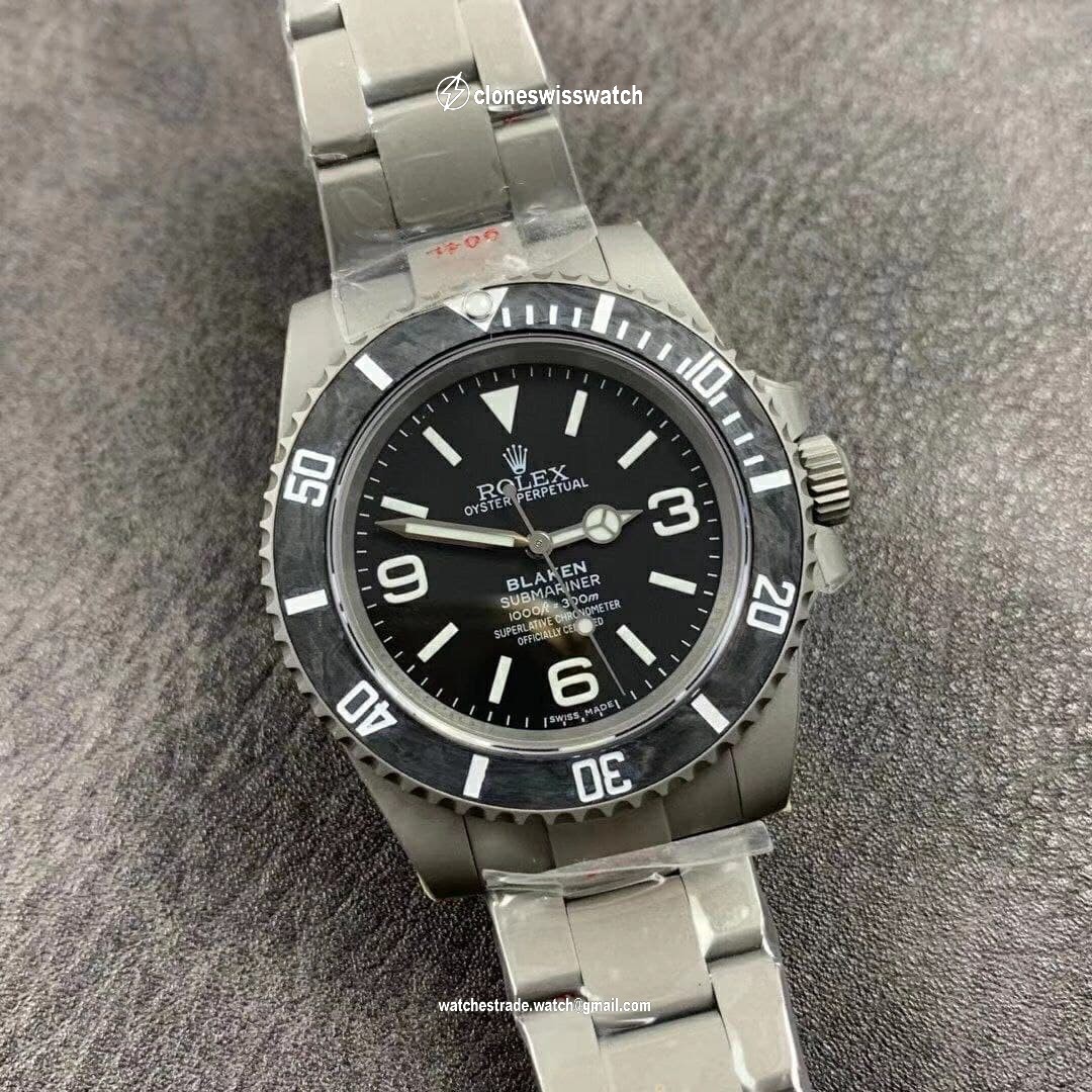 Submariner BLAKEN Sandblasted SS OXF 1:1 Best Edition Black Dial on Bracelet A2836 back Submariner BLAKEN Sandblasted SS OXF 1:1 Best Edition Black Dial on Bracelet A2836 back