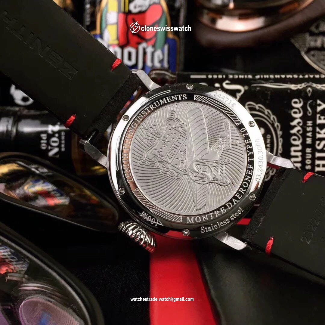Zenith Pilot Silver Case Black Dial back Zenith Pilot Silver Case Black Dial back