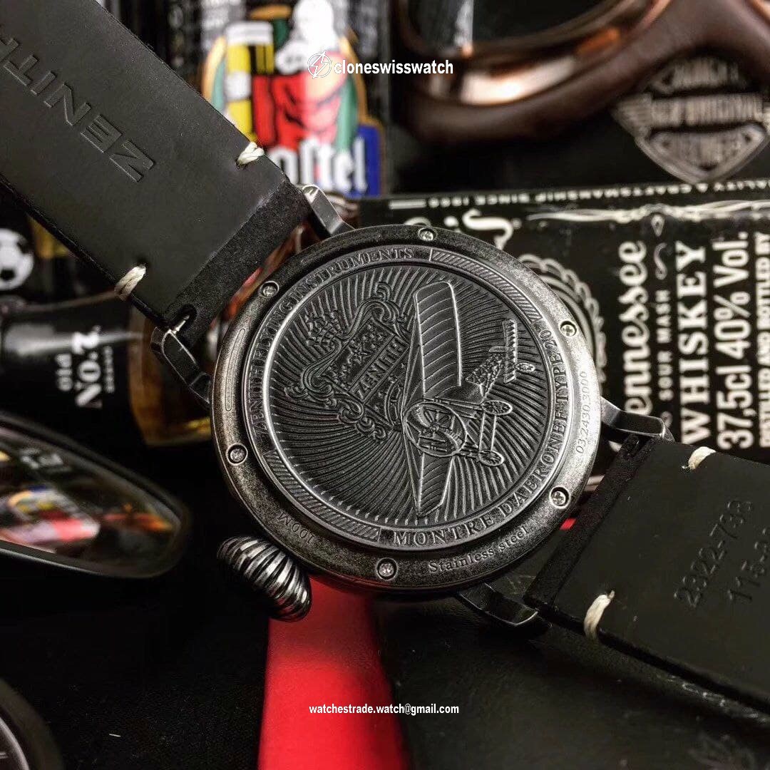 Zenith Pilot Black Case Black Dial Chrono back Zenith Pilot Black Case Black Dial Chrono back