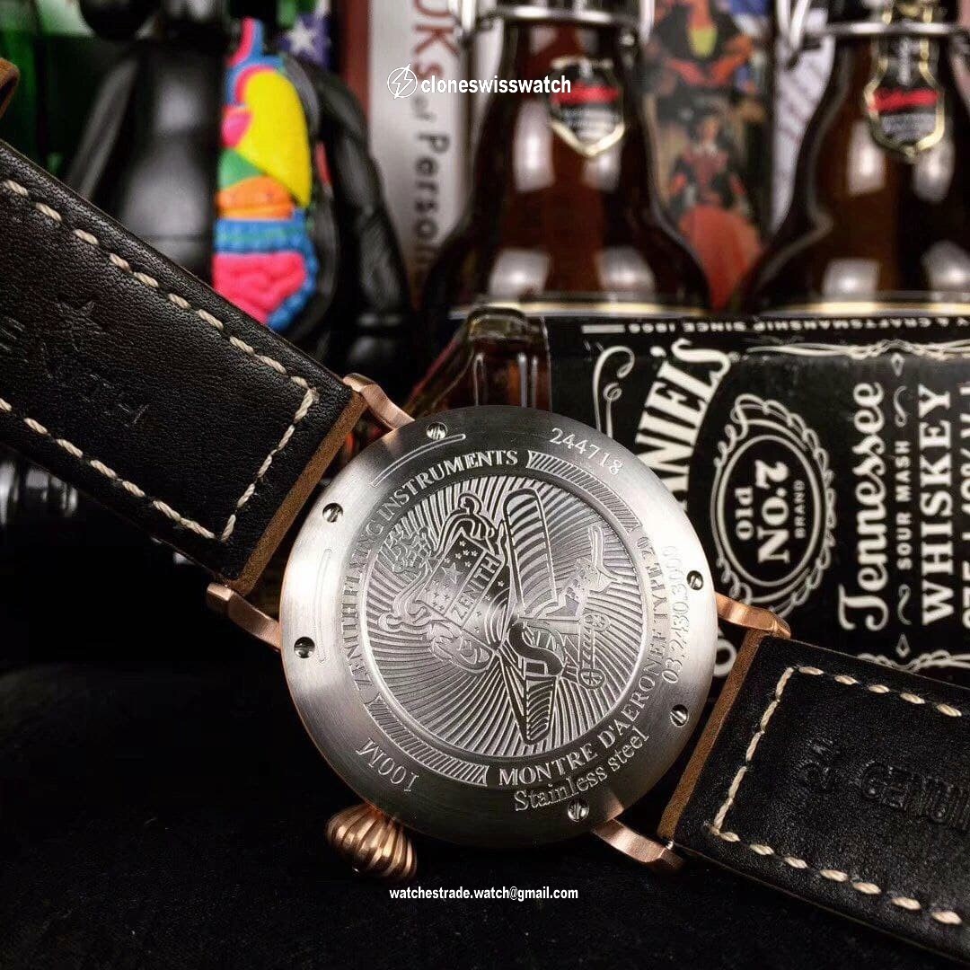 Zenith Pilot Gold Case Black Dial Chrono back Zenith Pilot Gold Case Black Dial Chrono back