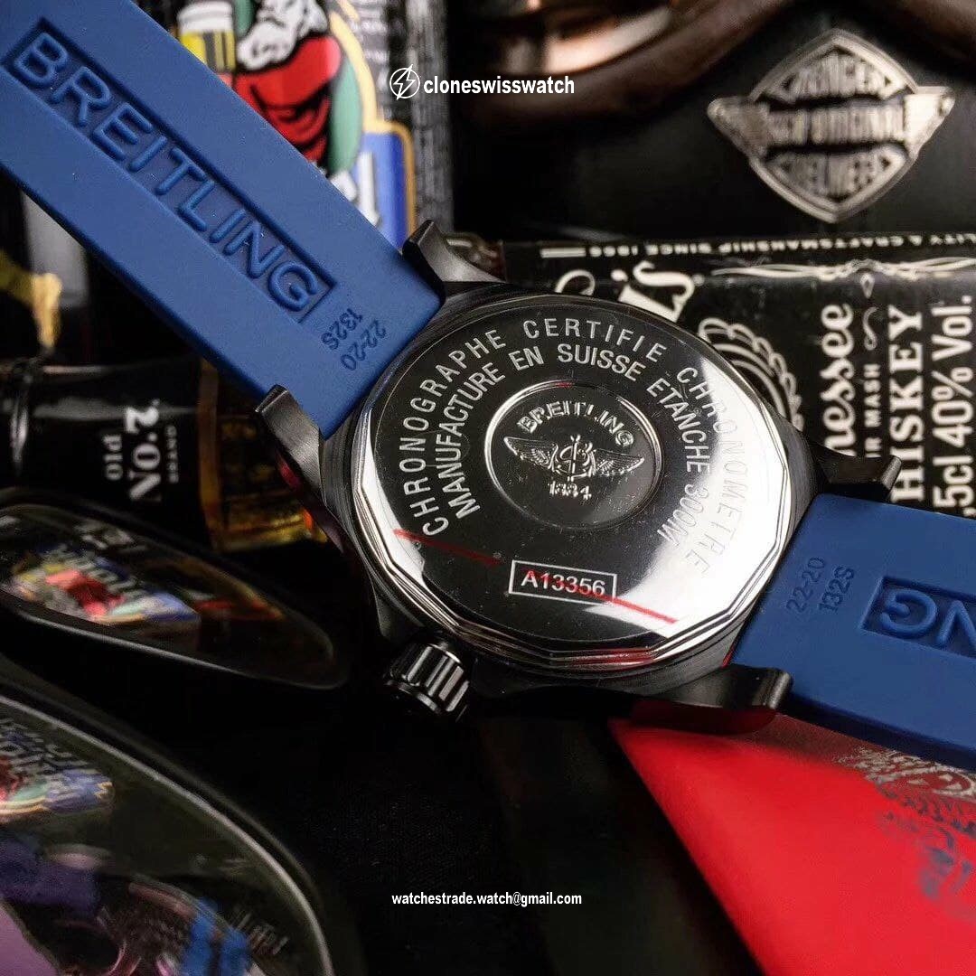 Breitling Colt Skyracer Blue Dial on Blue Rubber Strap back Breitling Colt Skyracer Blue Dial on Blue Rubber Strap back
