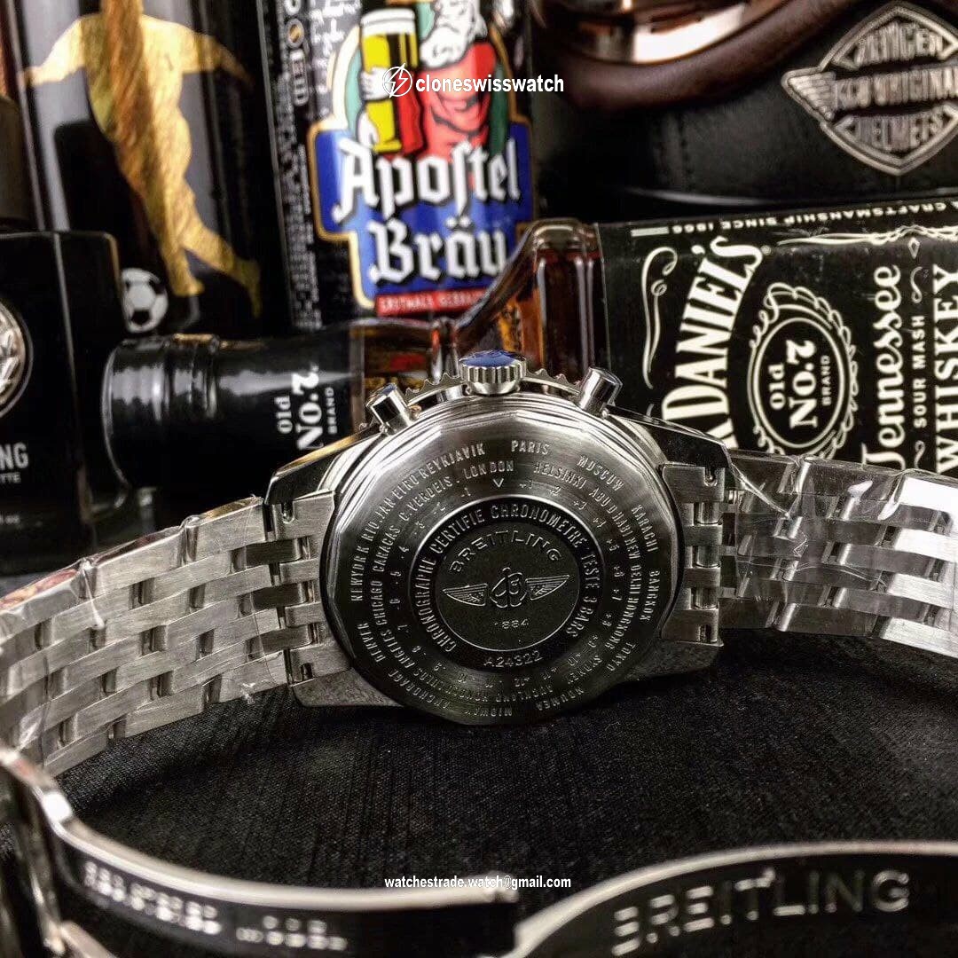Breitling Navitimer Black Dial on SS Strap back Breitling Navitimer Black Dial on SS Strap back