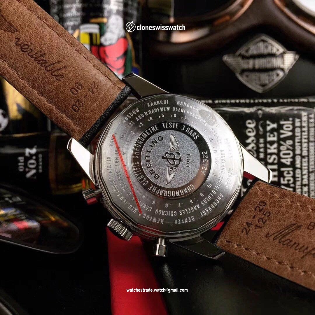 Breitling Navitimer Black Blue Dial on Black Leather Strap back Breitling Navitimer Black Blue Dial on Black Leather Strap back