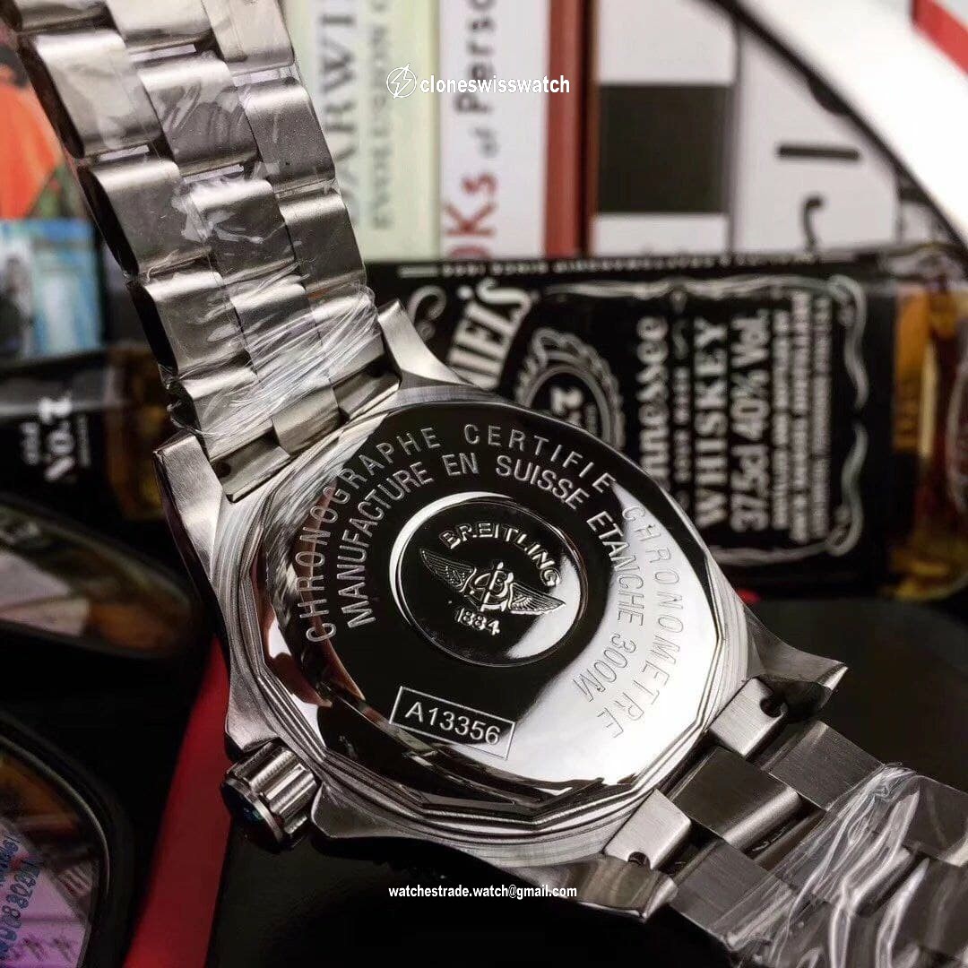 Breitling Superocean Black Dial on Black SS Strap back Breitling Superocean Black Dial on Black SS Strap back