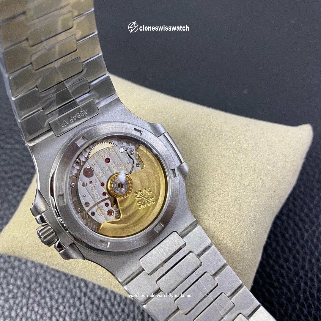 Nautilus Jumbo 5711 PF 1:1 Best Edition White Textured Dial Diamonds Bezel on SS Bracelet A324 back Nautilus Jumbo 5711 PF 1:1 Best Edition White Textured Dial Diamonds Bezel on SS Bracelet A324 back
