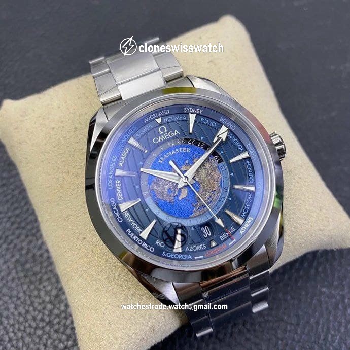 Aqua Terra Worldtimer 1:1 Best Edition Blue Dial on SS Bracelet A8938 Super Clone back Aqua Terra Worldtimer 1:1 Best Edition Blue Dial on SS Bracelet A8938 Super Clone back