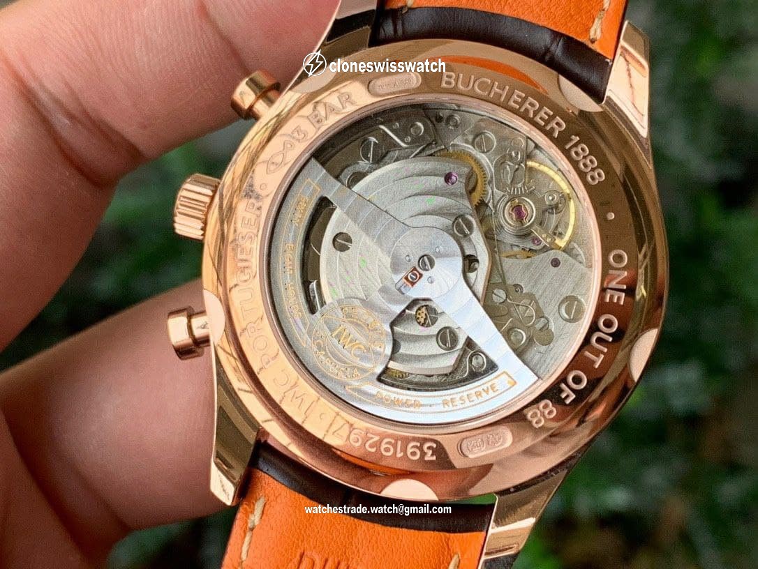 Portugieser Chrono Classic 42 RG IW3903 1:1 Best Edition Blue Dial on Brown Leather Strap back Portugieser Chrono Classic 42 RG IW3903 1:1 Best Edition Blue Dial on Brown Leather Strap back