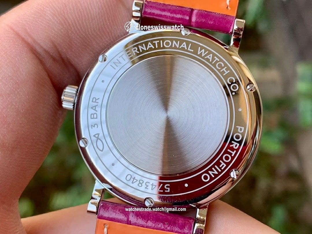Portofino 37mm SS V7F 1:1 Best Edition White Dial Diamonds Bezel on Pink Leather back Portofino 37mm SS V7F 1:1 Best Edition White Dial Diamonds Bezel on Pink Leather back