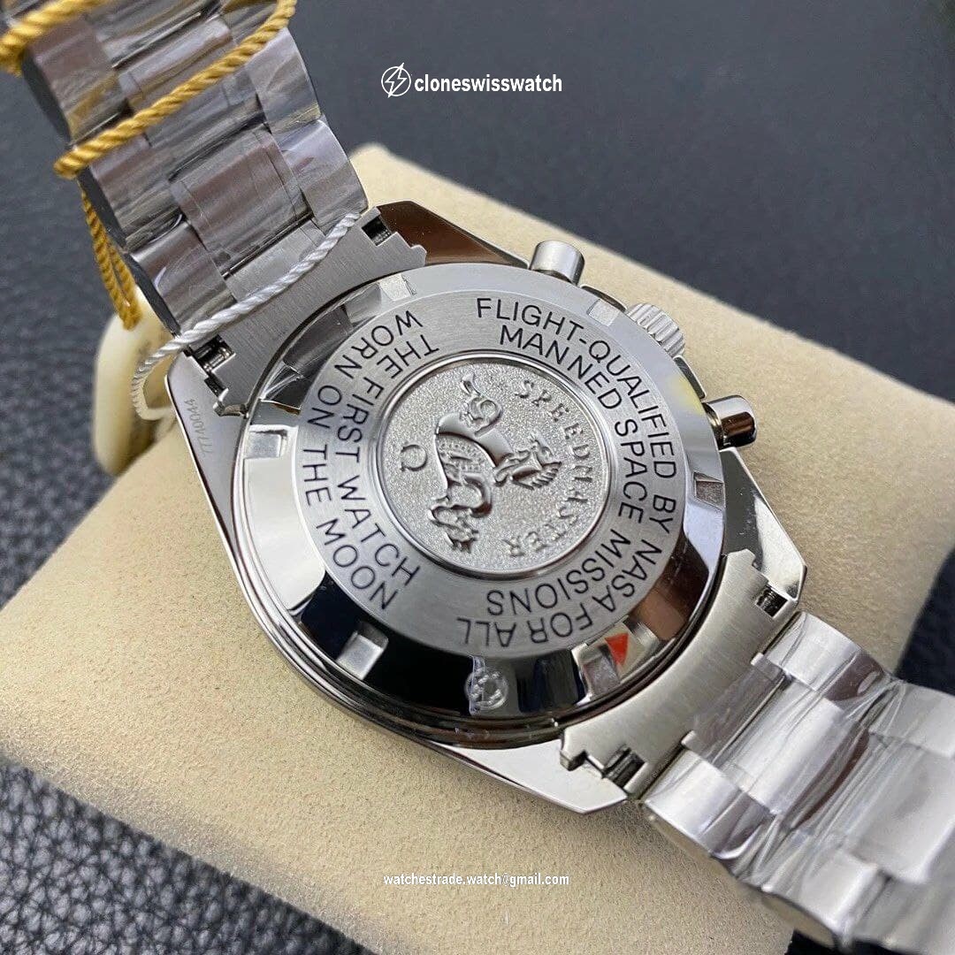 Speedmaster From Moon to Mars 1:1 Best Edition Black Dial on SS Bracelet Manual Winding Chrono Movement back Speedmaster From Moon to Mars 1:1 Best Edition Black Dial on SS Bracelet Manual Winding Chrono Movement back