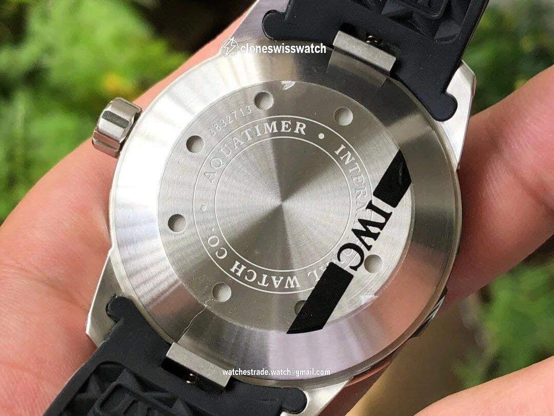 Aquatimer SS IW356802 1:1 Best Edition Black Dial on Black Rubber Strap back Aquatimer SS IW356802 1:1 Best Edition Black Dial on Black Rubber Strap back