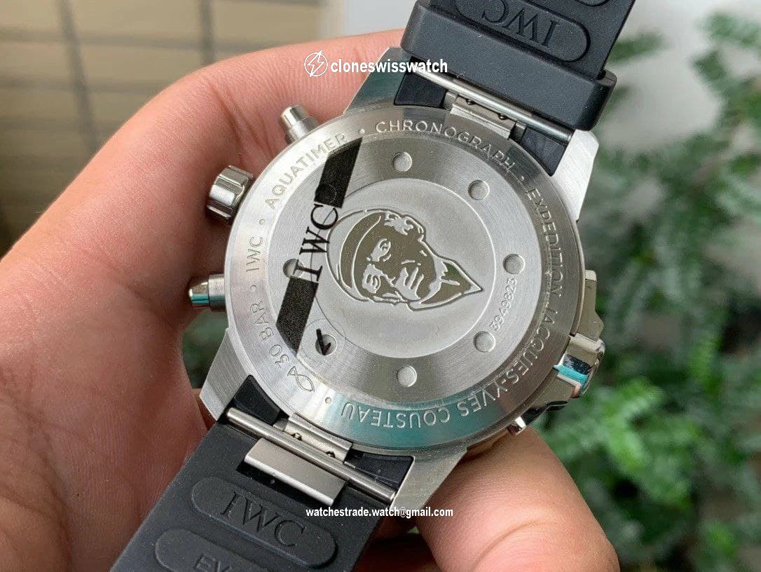 Aquatimer Chrono SS IW379503 1:1 Best Edition Black Dial on Black Rubber Strap back Aquatimer Chrono SS IW379503 1:1 Best Edition Black Dial on Black Rubber Strap back