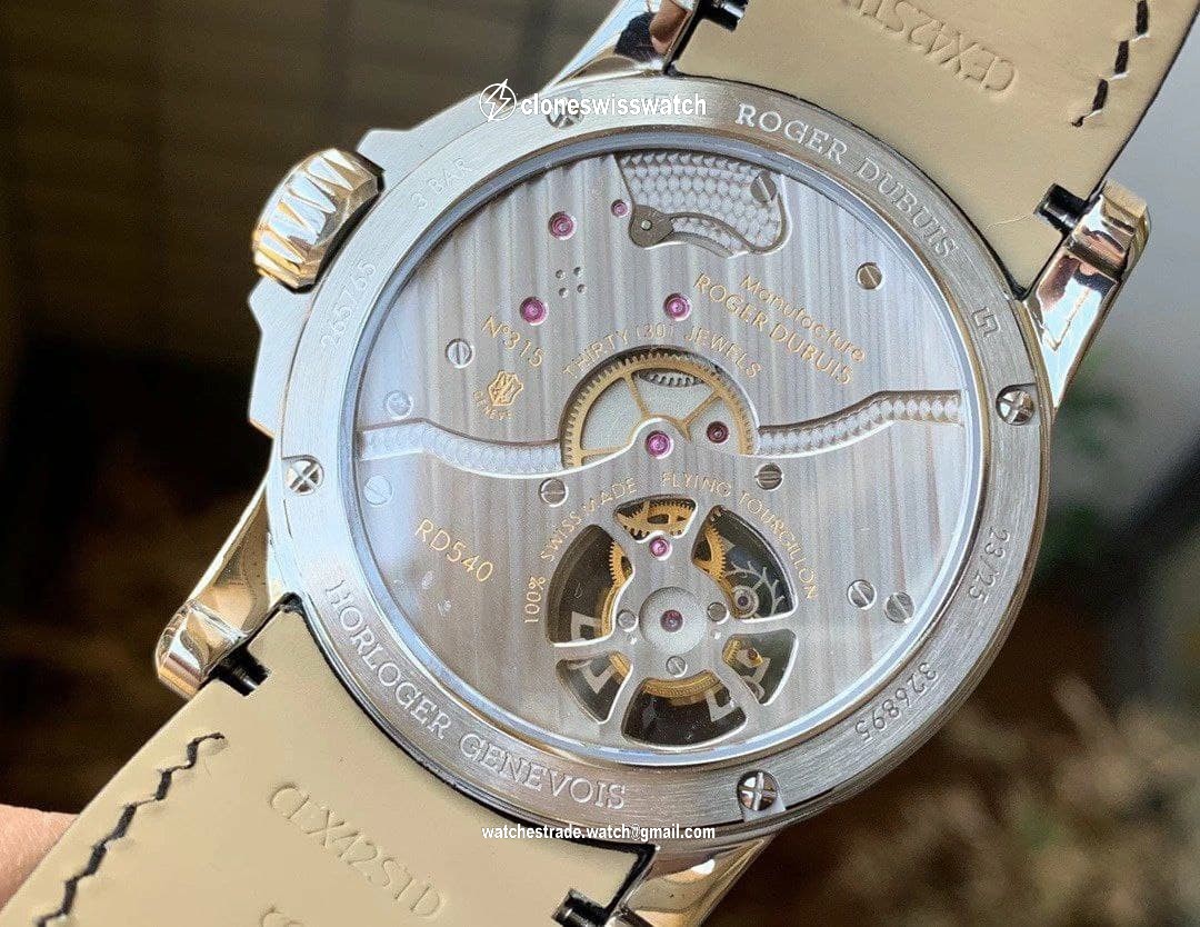 Roger Dubuis Hommage Flying Tourb RDDBHO0568 SS/LE Wht/Gre A Tourbillon back Roger Dubuis Hommage Flying Tourb RDDBHO0568 SS/LE Wht/Gre A Tourbillon back