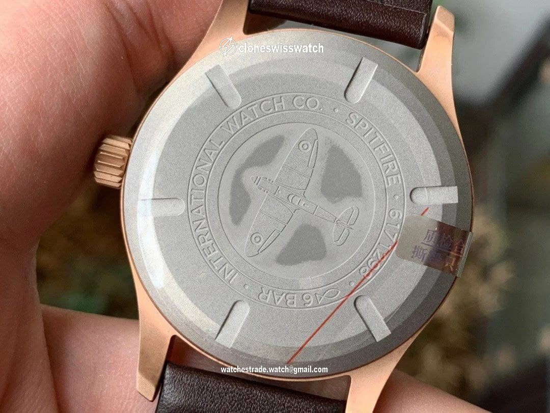 IWC Spitfire Automatic Bronze IW326802 MKF 1:1 Best Edition Green Dial on Brown Leather Strap MIYOTA 9015 back IWC Spitfire Automatic Bronze IW326802 MKF 1:1 Best Edition Green Dial on Brown Leather Strap MIYOTA 9015 back