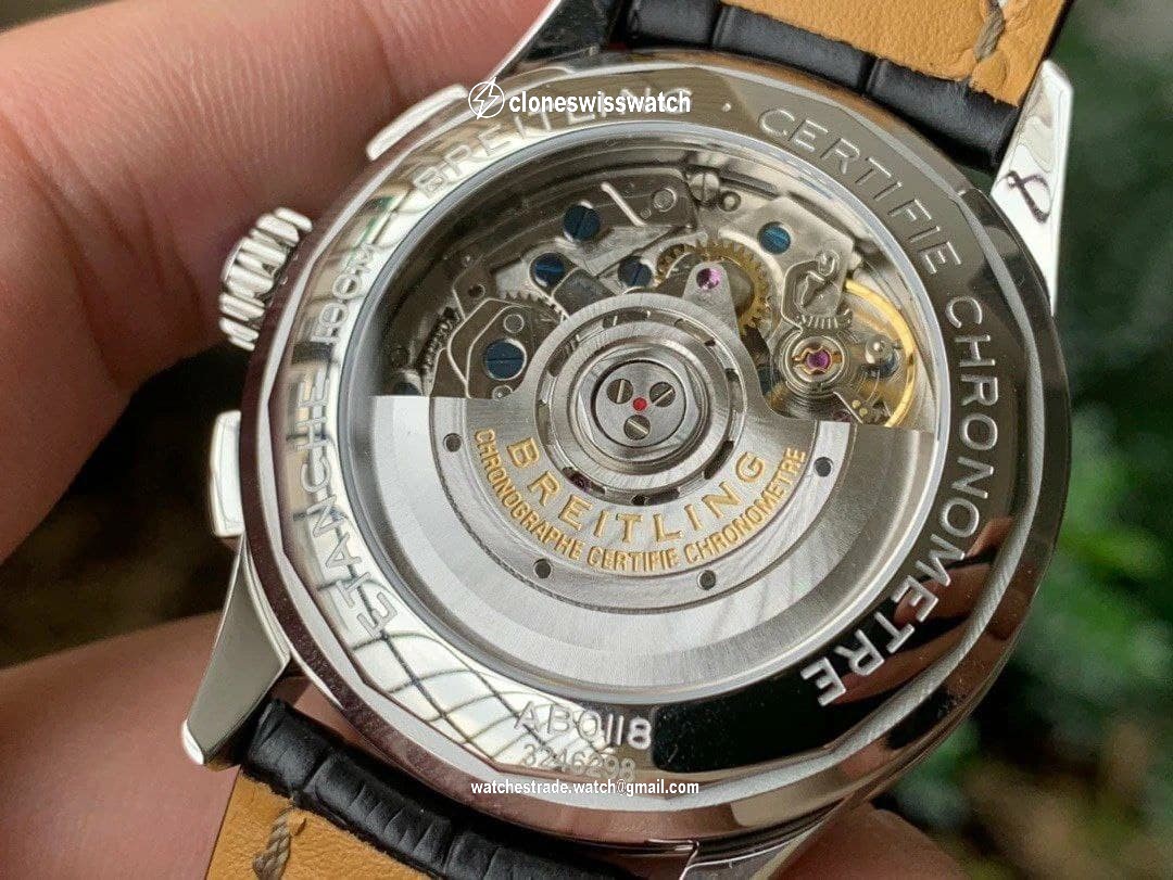 PREMIER B01 CHRONO SS 42MM GF 1:1 BEST EDITION WHITE/Grey DIAL ON BLACK LEATHER STRAP back PREMIER B01 CHRONO SS 42MM GF 1:1 BEST EDITION WHITE/Grey DIAL ON BLACK LEATHER STRAP back