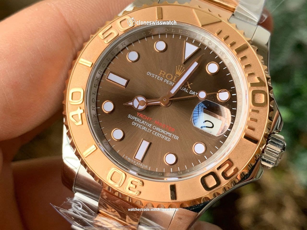 Rolex Yacht Master 126621 SS/RG GMF 1:1 Best Edition Brown Dial on SS/RG Bracelet SA3235 back Rolex Yacht Master 126621 SS/RG GMF 1:1 Best Edition Brown Dial on SS/RG Bracelet SA3235 back
