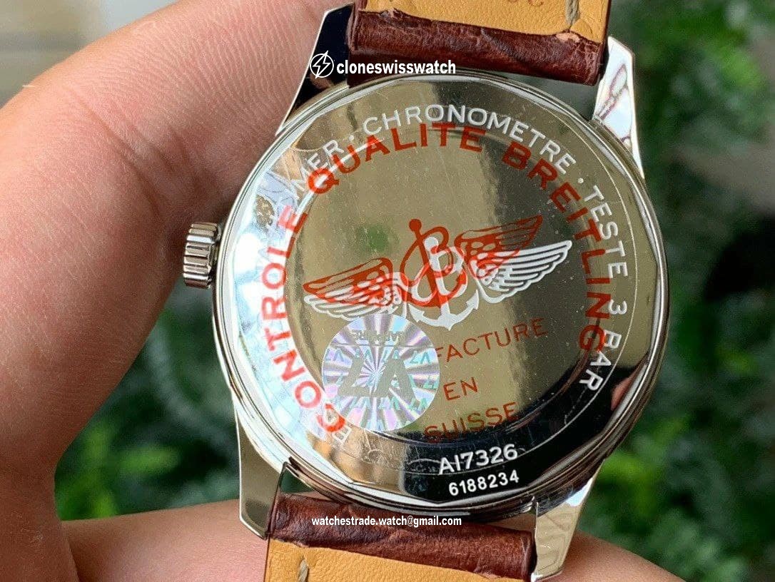 Navitimer 1 SS 41mm V7F 1:1 Best Edition SS Bezel White Dial on Brown Leather Strap back Navitimer 1 SS 41mm V7F 1:1 Best Edition SS Bezel White Dial on Brown Leather Strap back