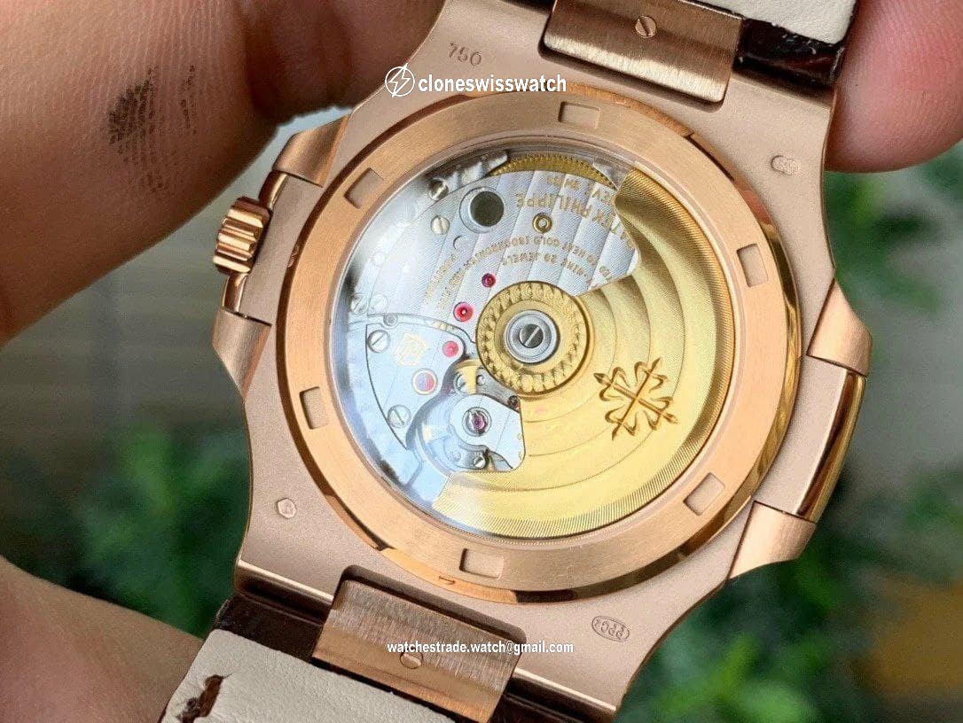Nautilus 5711/1R PPF 1:1 Best Edition White Textured Dial on Brown Leather Strap 324CS back Nautilus 5711/1R PPF 1:1 Best Edition White Textured Dial on Brown Leather Strap 324CS back