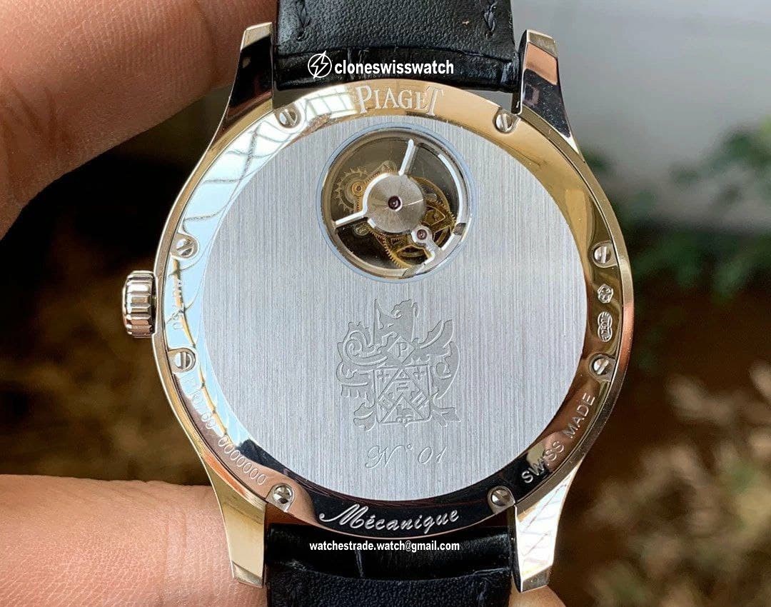 Piaget Gouverneur Tourbillon SS OXF Best Edition White Dial Diamonds Bezel on Brown Leather Strap back Piaget Gouverneur Tourbillon SS OXF Best Edition White Dial Diamonds Bezel on Brown Leather Strap back