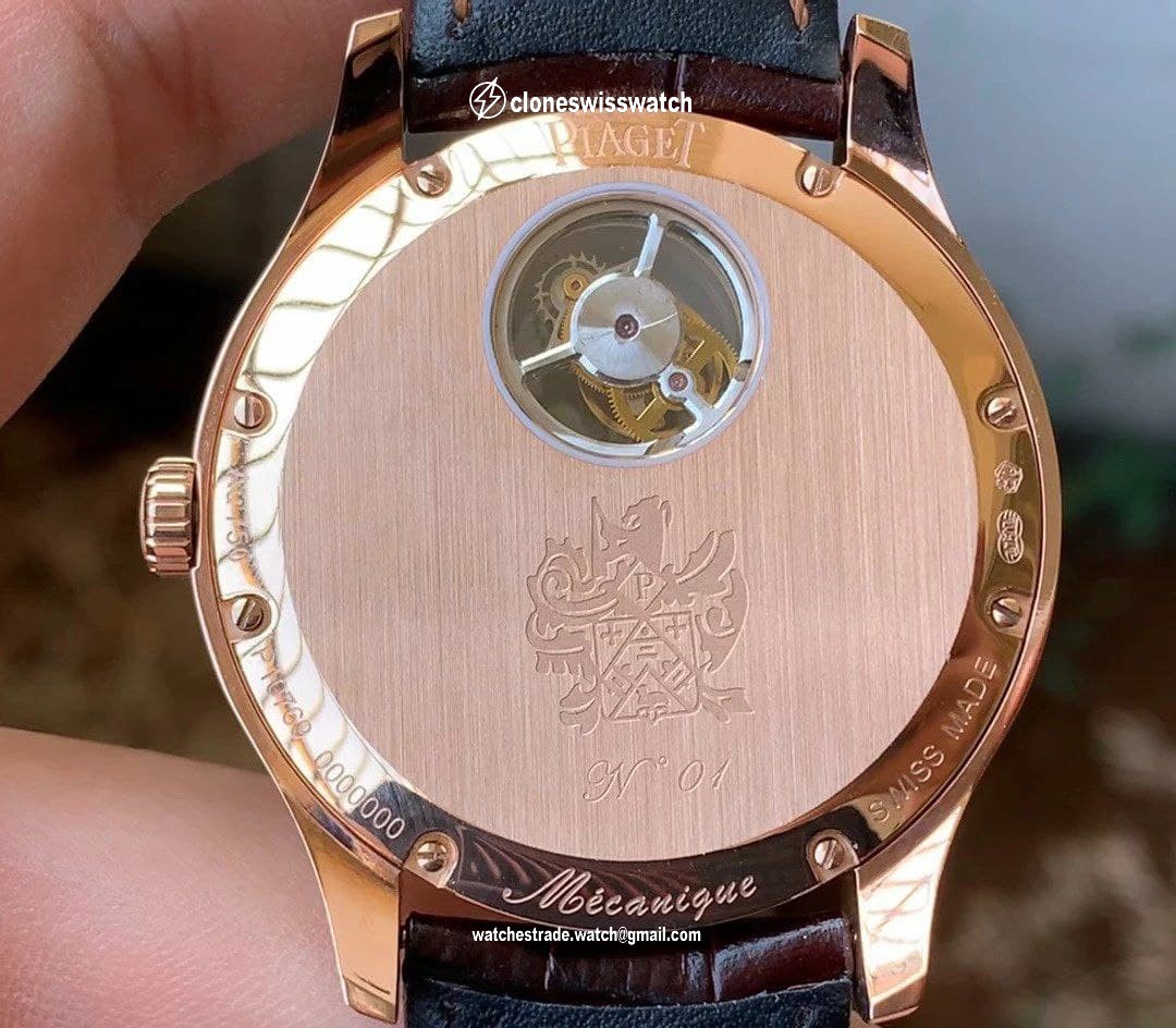 Piaget Gouverneur Tourbillon SS OXF Best Edition White Dial Bezel on Brown Leather Strap back Piaget Gouverneur Tourbillon SS OXF Best Edition White Dial Bezel on Brown Leather Strap back