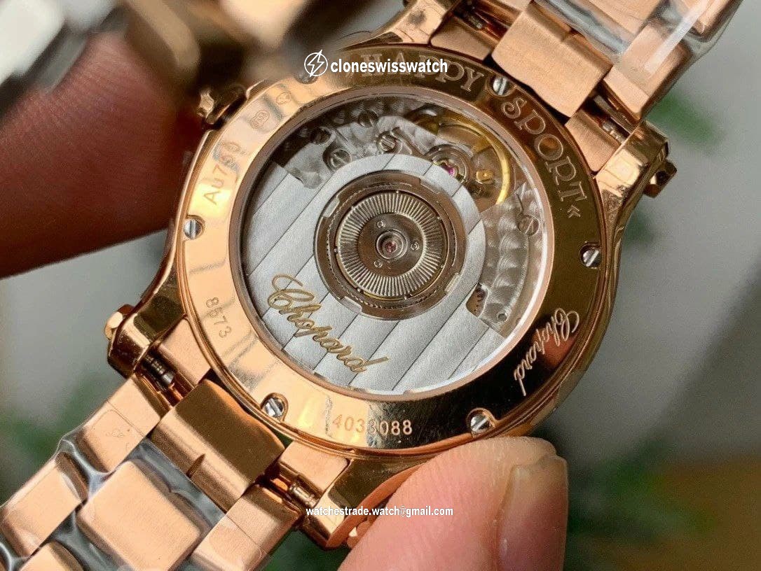 Happy Sport Automatic RG 36mm YF 1:1 Best Edition White Dial on RG Bracelet A2892 back Happy Sport Automatic RG 36mm YF 1:1 Best Edition White Dial on RG Bracelet A2892 back