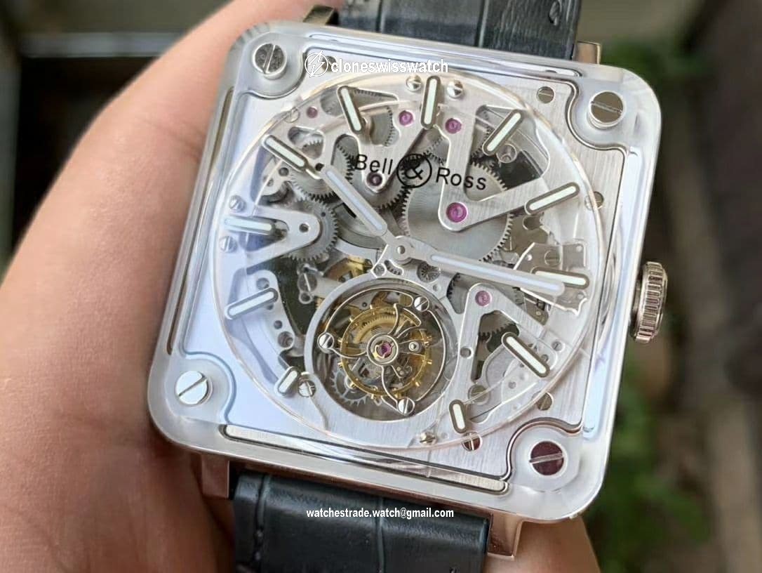 BR-X2 Sapphire Skeleton Tourbillon BBR Best Edition Skeleton Dial on Gray Leather Strap