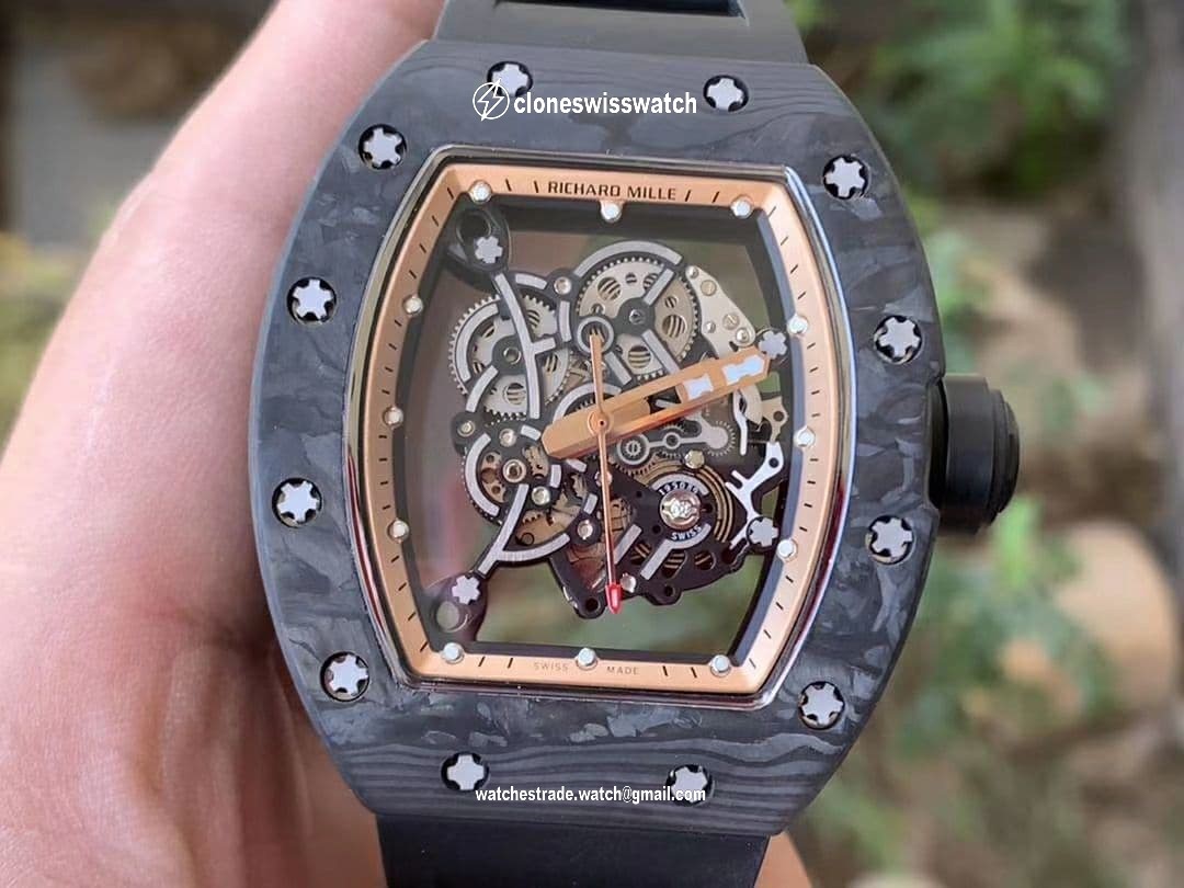 RM055 NTPT KVF Best Edition Skeleton Dial Gold on Black Rubber Strap MIYOTA8215 V3