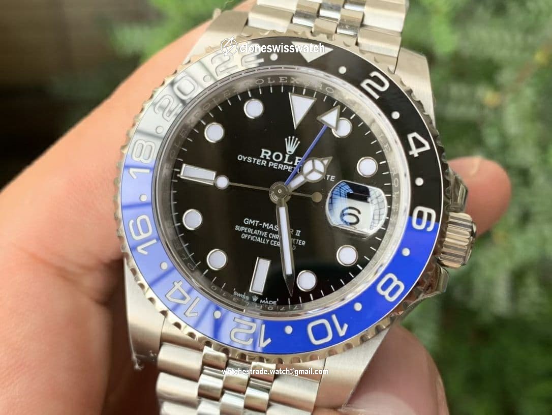 GMT Master II 126710 BLNR Batman 904L SS Noob 1:1 Best Edition on Bracelet A3285 (Correct Hand Stack)