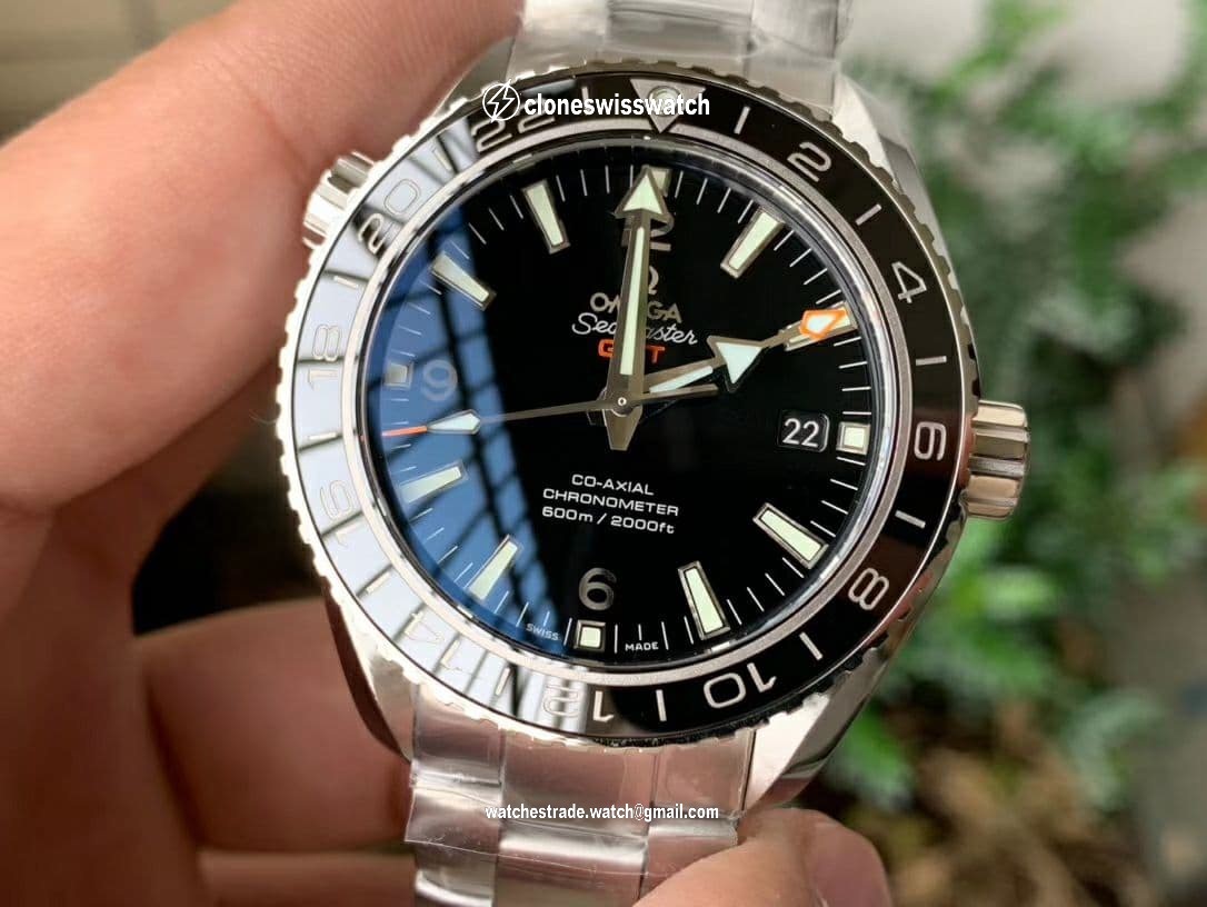 Planet Ocean 600M GMT 43.5mm VSF 1:1 Best Edition Black Dial SS Markers on SS Bracelet A8605 Super Clone