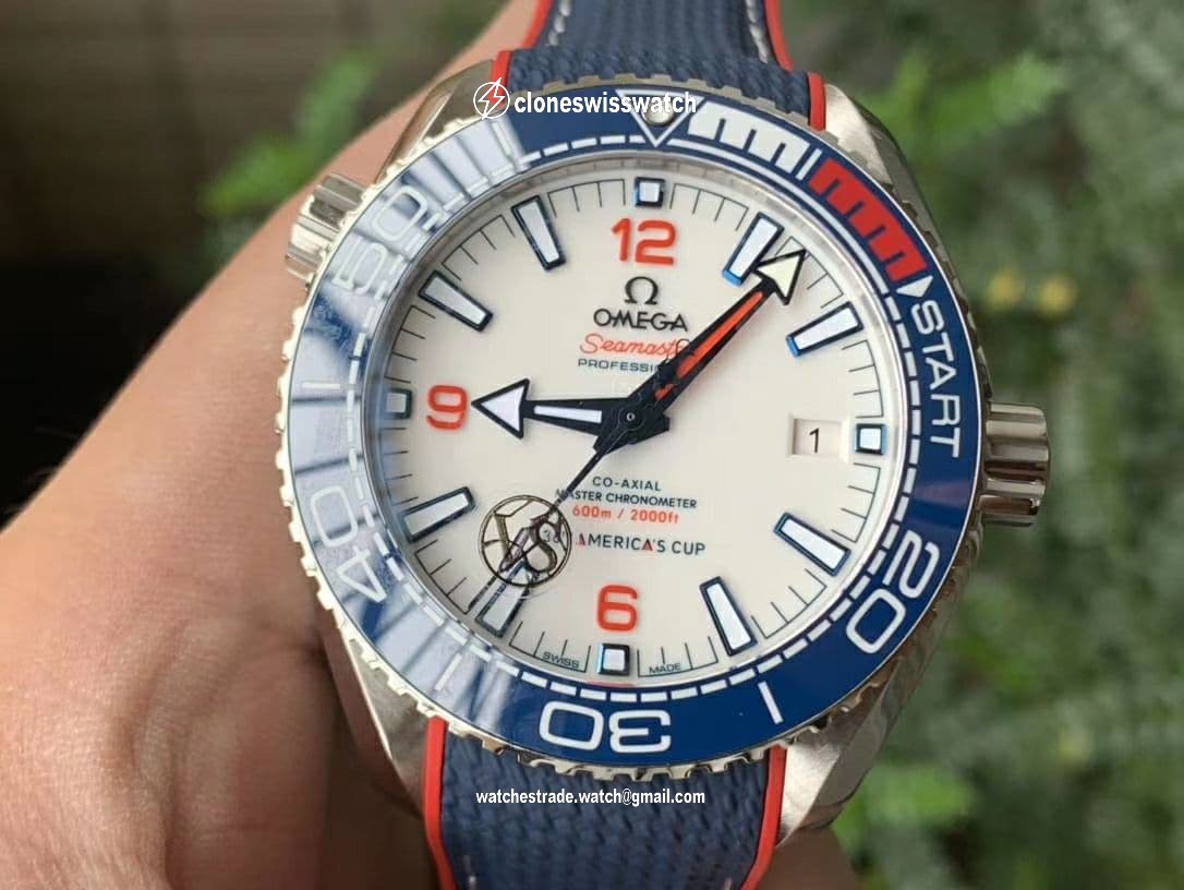 Planet Ocean 2021 America's Cup SS VSF 1:1 Best Edition White Dial on Blue Nylon Strap A8900 Super Clone