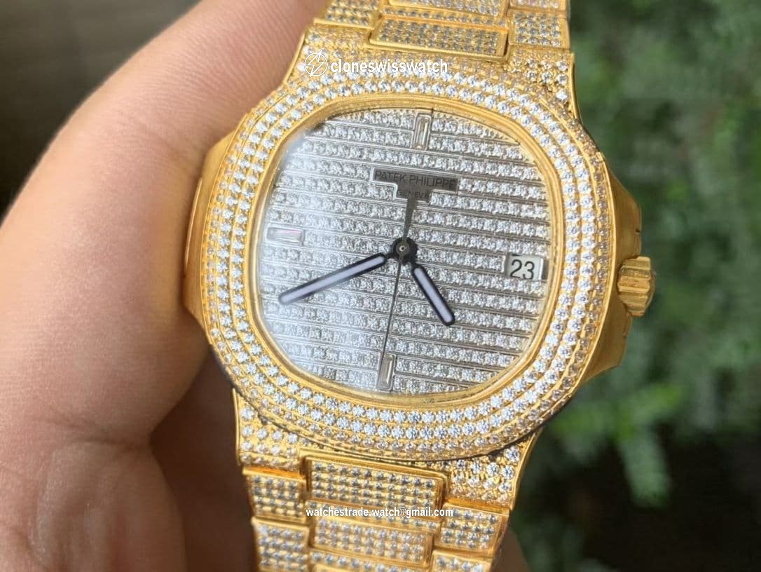Nautilus 5719/1R RG Full Diamond PF 1:1 Best Edition on Full Diamond Bracelet A324 Clone
