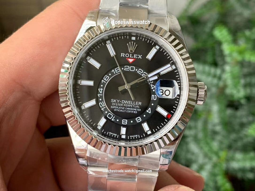 Sky-Dweller 326934 SS Noob 1:1 Best Edition Black Dial on SS Bracelet A23J