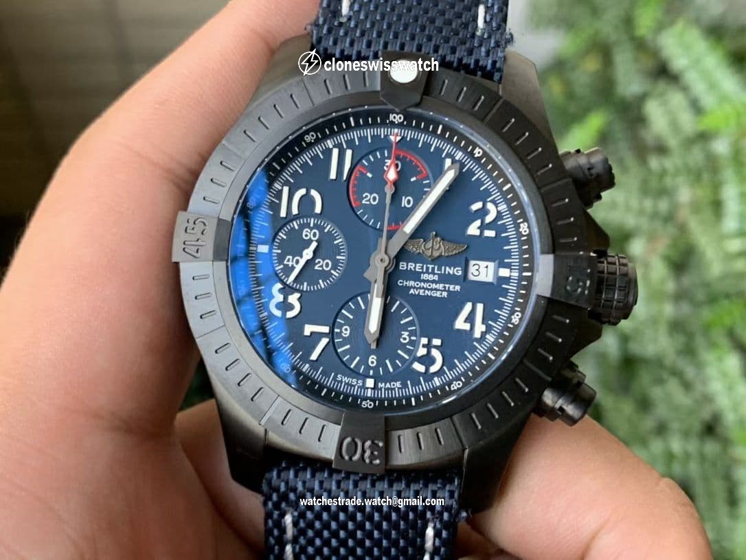 Avenger II Seawolf Chronograph PVD Titanium OXF Best Edition Blue Dial on Blue Nylon Strap A7750