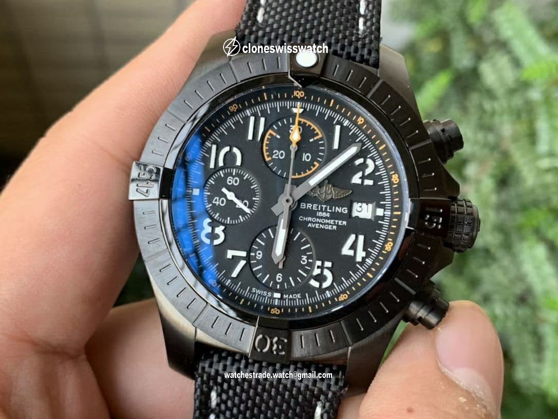 Avenger II Seawolf Chronograph PVD Titanium OXF Best Edition Black Dial on Black Nylon Strap A7750