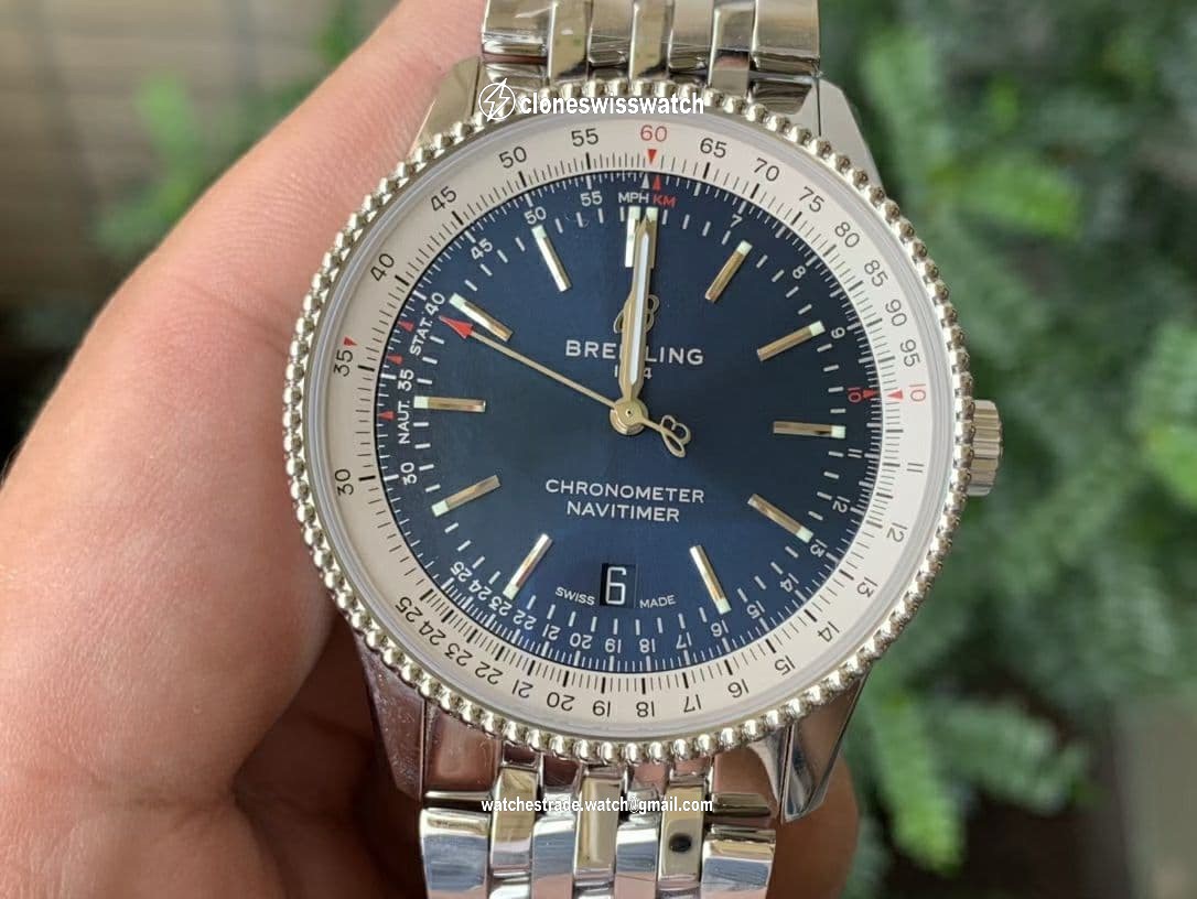 Navitimer 1 SS 38mm TF 1:1 Best Edition White Bezel Blue Dial on SS Bracelet A2824 $338.00