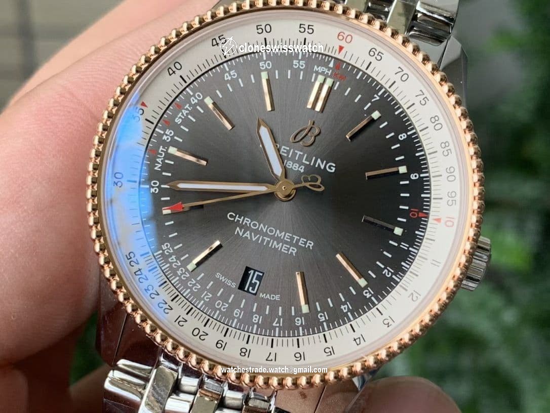 Navitimer 1 SS 38mm TF 1:1 Best Edition White Bezel Grey Dial on SS Bracelet A2824