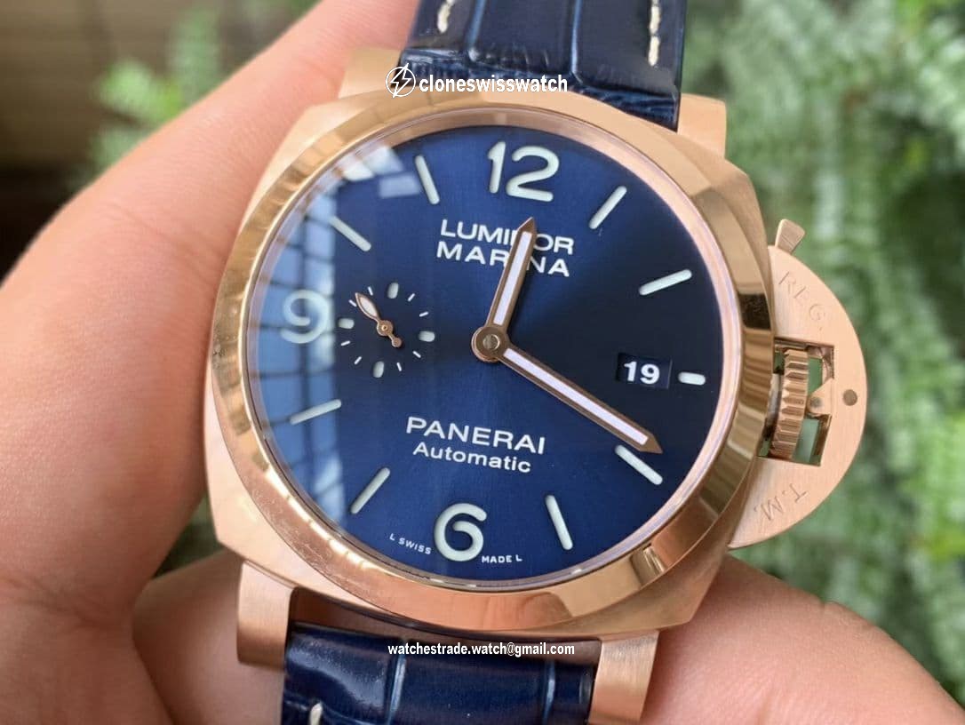 PAM1112 V GMT RG VSF 1:1 Best Edition Blue Dial on Blue Leather Strap P.9010 Super Clone