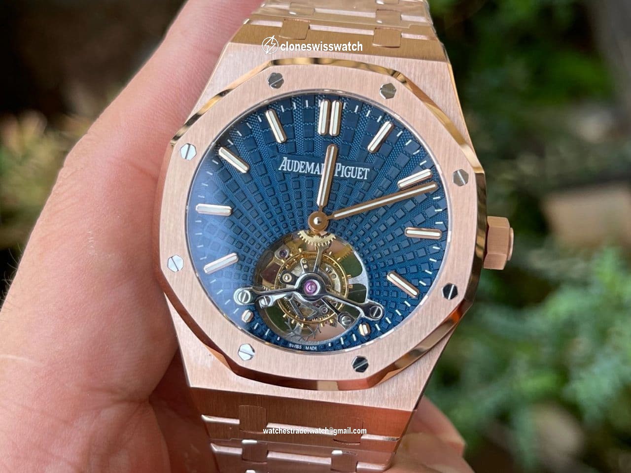 Royal Oak PVD Tourbillon R8F v2 Best Edition Gold Sunburst Tapisserie Dial on PVD Bracelet