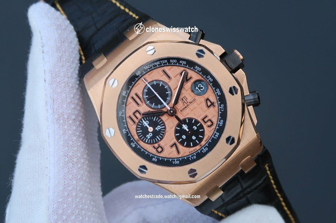 Royal Oak Offshore 2014 Gold Theme JF 1:1 Best Edition on Black Leather Strap A3126