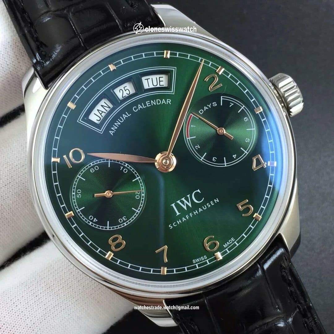 IWC Portugieser Annual Cal IW503502 SS/LE Green ZF A52850
