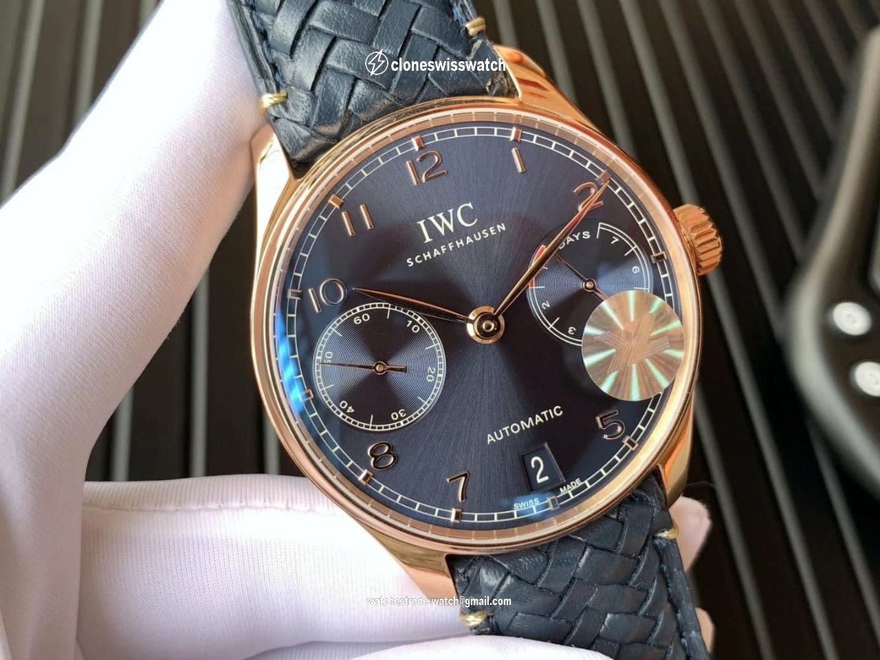 IWC PORTUGUESE CHRONO IW371606 ZF 1:1 BEST EDITION BLUE DIAL ON BLUE LEATHER STRAP A69355